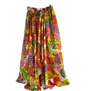 HD Her Destiny Skirt Womens Size M Multicolored Floral Maxi Tie Lined NWT